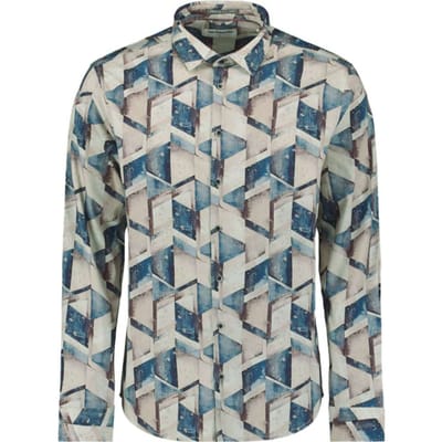 No Excess Shirt Stretch Allover Printed Night Größe: S | Business hemden Outlet | Herren | Schwarz