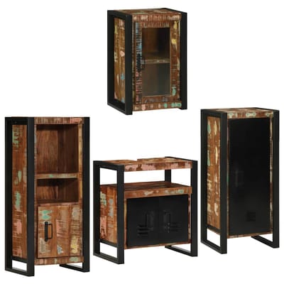 vidaXL - Badkamermeubel - Set - 4 - st - Multikleur - Massief - hergebruikt - hout