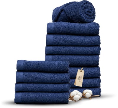 Miss Towels 50x100 Handdoeken Set 12 st. - 5 sterren Hotelkwaliteit - Badtextiel - Luxe Badhanddoeken - Zachte Badlakens - Marine Blauw - Made in Portugal