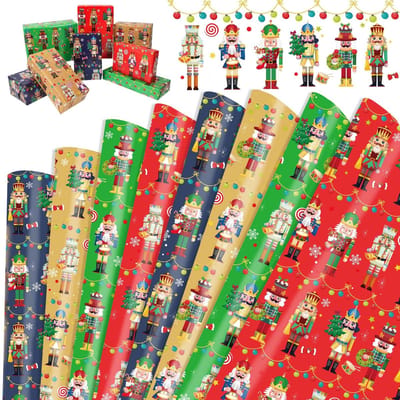 Dailygoody - Cadeaupapier Kerstmis - Notenkraker - Vrolijk inpakpapier - 70 x 50 cm - Kerstdecoratie - Perfect voor kinderen en volwassenen