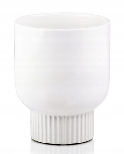 Polnix Barcelona Serie - Keramische Pot - Ryflowan Wit - 13cm - Glanzend
