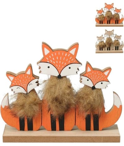 Décoration d'Automne Renard en Bois, Style Rustique, Couleurs Variées, 1 Pièce 16x13 cm