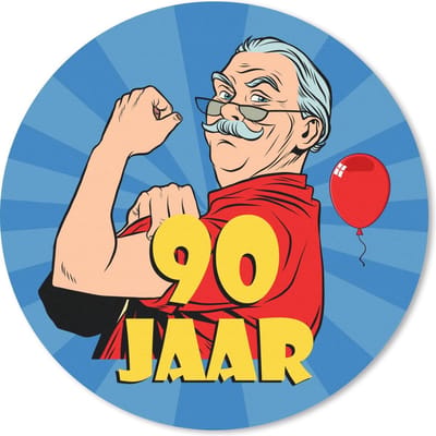 Muismat rond 20x20 cm - Mousepad Man - Jubileum - 90 Jaar - Ronde muismatten