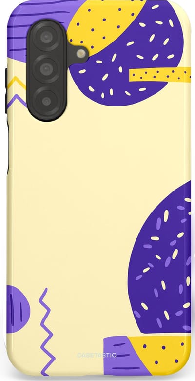 Casetastic hoesje geschikt voor Samsung Galaxy A26 - Dubbellaagse bescherming - Geo zigzag - Fashion Case - Crème Blauw Geel