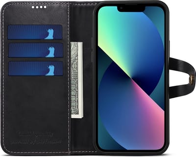 geschikt voor iPhone 13 Pro Max Wallet met vakjes voor pasjes - Gemaakt van premium kunstleer - geschikt voor iPhone 13 Pro Max Hoesje met Standaard - Vintage Backcover geschikt voor iPhone 13 Pro Max Wallet Case zwart