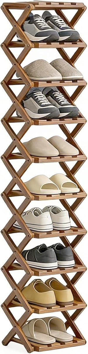 Schoenenrek 10 niveaus - Schoenenkast Organizer - Schoenen Opbergen - Inklapbaar Ruimtebesparend - 165 x 25 x 2.5 cm