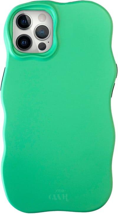 xoxo Wildhearts Wavy Case Green telefoonhoesje - Geschikt voor iPhone 12 Pro Max - Golvend hoesje met dubbele beschermlaag - Matte afwerking - Silicone case met golven - Vlekbestendig - Groen