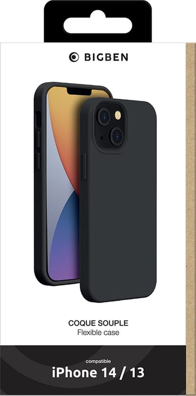 Bigben Connected, Hoesje geschikt voor iPhone 13 / 14 - Flexibel SiliSoft Anti-Shock, Zwart