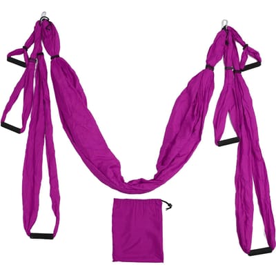 Luchtyoga Schommelset Polyester Katoen Verstelbaar Verbeter Flexibiliteit Yoga Hangmat voor Fysiek paars