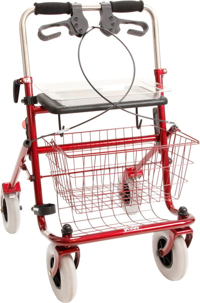 XL Rollator 60 cm Breed – Premis Provo – Extra Stevig Tot 150 kg – Brede Zitting – Verstelbare Handvatten – Duwbeugel - Passieve rem - Metallic Rood