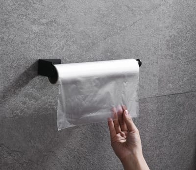 Keukenrolhouder - Zelfklevend - Hangend - Zwart - Handdoekenrek - Handdoekhouder - IXEN