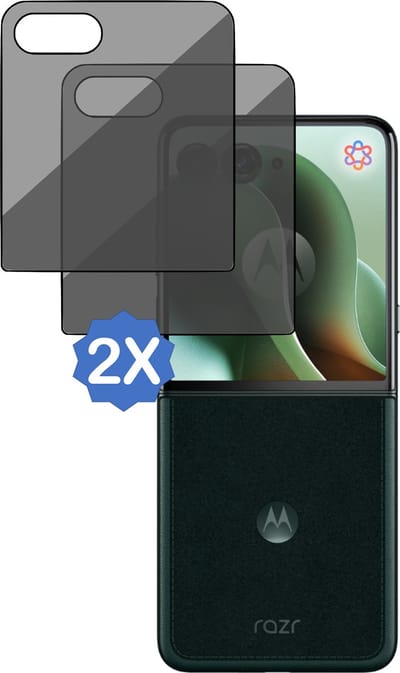 2x TechNow Privé Screenprotector geschikt voor Motorola Razr 60 Ultra Screenprotector - Privacy Beschermglas - Rounded - Privacy Proteqt+