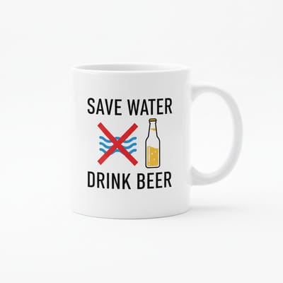 Grappige Bier Tekst Mok 330 ml – “Save Water Drink Beer” Koffie- & Theemok Cadeau voor Bierliefhebbers