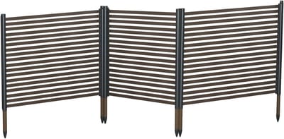 Tuinafscheiding 3 x stuks - Metalen Tuinscherm met PE-Coating 270 x 124 cm - Stevige Decoratieve Afrastering - Steekbaar Zonder Graven - Weerbestendige Dierenbarrière voor Tuin, Terras, Border & Bloemperk,Bruin