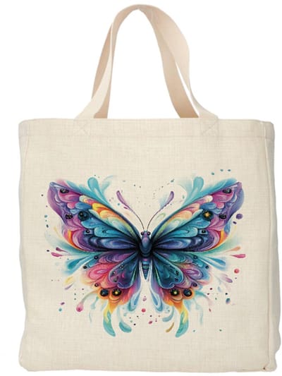 Shopper - Totebag - Boodschappentas | Vlinder - Guilling | Duurzaam - Linnenlook - 48x38cm