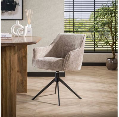 Eetkamerstoel Pull draaibaar - Hoven zand - eetkamerstoelen set van 2