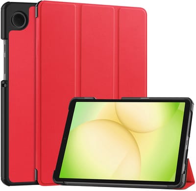 Hoes - Geschikt voor Samsung Galaxy Tab A11 - Dun & Stevig - Trifold Bookcase - Hard Cover - Hardcover Book Case - Tablet Hoesje - Rood