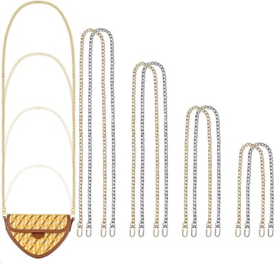 Set van 8 Handtas Kettingen in 40/60/80/120 cm, Verstelbare Tas Handvatten, Zilver en Goud, Ideaal voor DIY Schoudertassen en Portemonnees