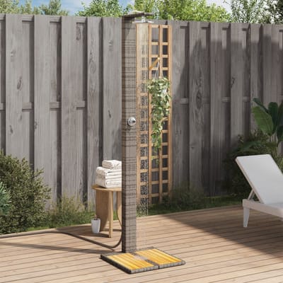 vidaXL - Buitendouche - 50x55x224 - cm - poly - rattan - en - acaciahout - grijs