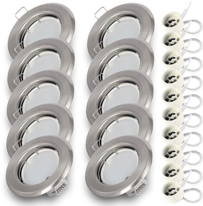 Kwazar Luminaire LED inbouwspot frame inbouwspot GU10 1W warm wit 3000K inbouwframe plafondspot RIK.15 SET x1 x10 (mat nikkel, x10)