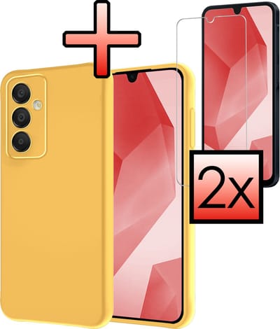Hoesje - Met 2x Screenprotector - Geschikt voor Samsung Galaxy A16 - Sterk & Shockproof - Back Cover - Siliconen Case - Telefoon Hoes - Geel