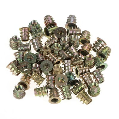 Dailygoods- Inschroefmoer M10 x 15 mm - Zinklegering - 50 Stuks - Zeskantmoeren - Schroefdraadinzetstukken - Geschikt voor Meubels - Schroefdraadinzetstuk