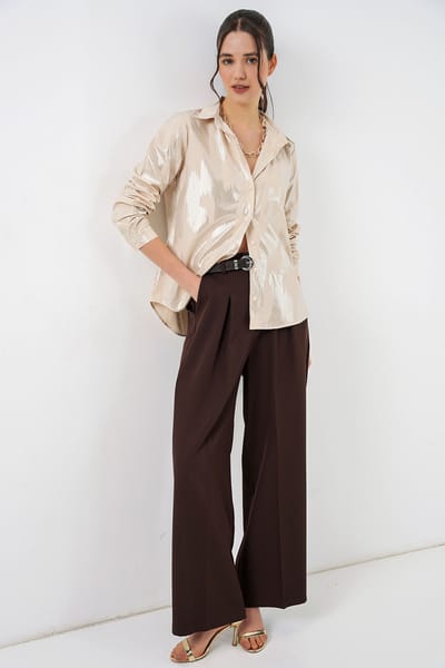 Oversized gestreepte blouse met knopen