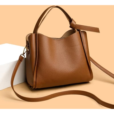 Zachte Leren Dames Tas, Handgedragen Groentemand, High-end Gevoel, Enkele Schouder Tas, Crossbody, Elegant en Veelzijdig, Emmer Enkel brown