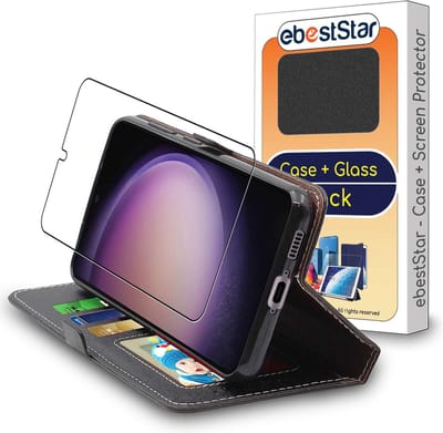 ebestStar - Hoes geschikt voor Samsung Galaxy S23, Wallet Etui, Book case hoesje, Zwart + Gehard Glas