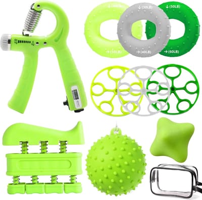 Vingertrainer set voor hand- en polstraining - Verstelbare grip en massageballen voor krachttraining en therapie