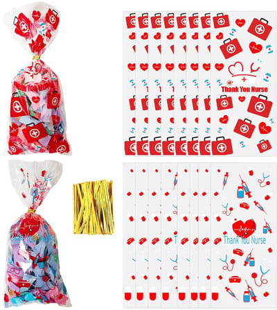 NTH products- Cellofaan Zakken 100 Stuks - Verpleegster Goodiebag - Traktatie Tassen - Feestelijke Verpakking - Snoepzakken - Cadeauverpakking - Goodiebags