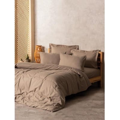 Parure de lit - 1 housse de couette 220 x 240 cm + 2 taies d'oreiller 60 x 60 cm - 100% coton renforcé - Vison