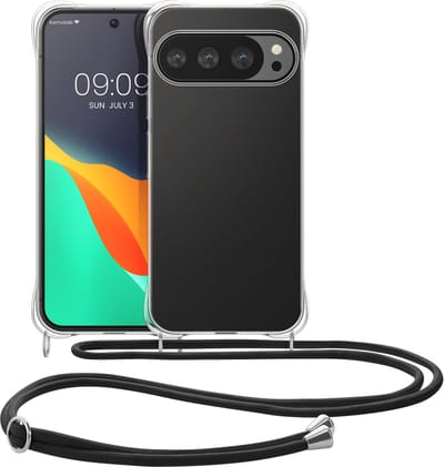kwmobile telefoonhoesje geschikt voor Google Pixel 10 / Pixel 10 Pro - Hoesje met telefoonkoord - Back cover in transparant / zwart