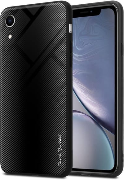 Cadorabo Hoesje geschikt voor Apple iPhone XR in OPAAL ZWART - Beschermhoes gemaakt van TPU silicone Case Cover en achterkant van gehard glas