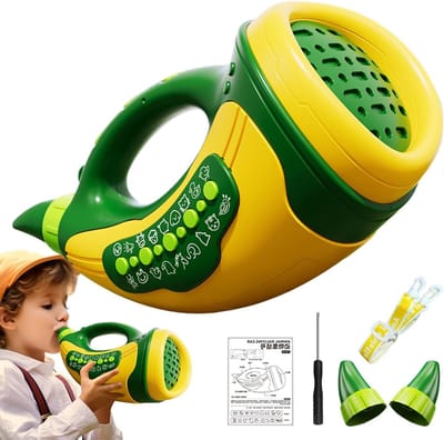 Speelgoedtrompet - Kindertrompet Muziekinstrument - Muziek Leren Spelen - Met Dierengeluiden - 19 cm - Groen