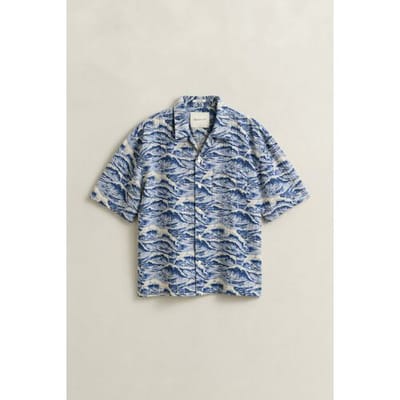 Gant Overhemd Allover Pattern Resort Collar Short Sleeve Vintage Blue / male