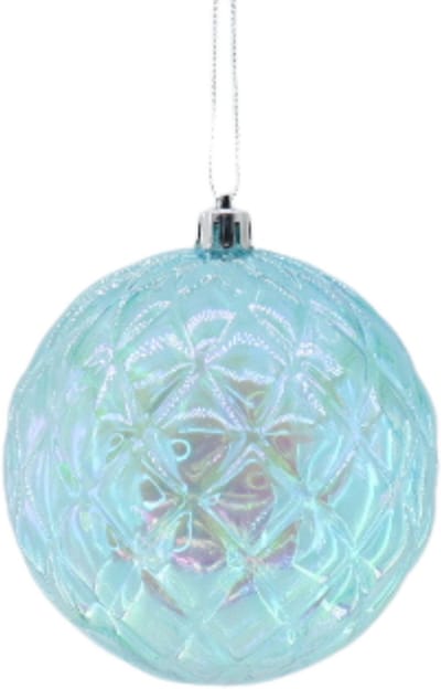 Kersthanger – Kerstbal Kunststof Blauw 20x20 cm – Luxe Glanzende Ornament Bal met Ruit-Relief – Lichtgewicht – Kerstboom Decoratie