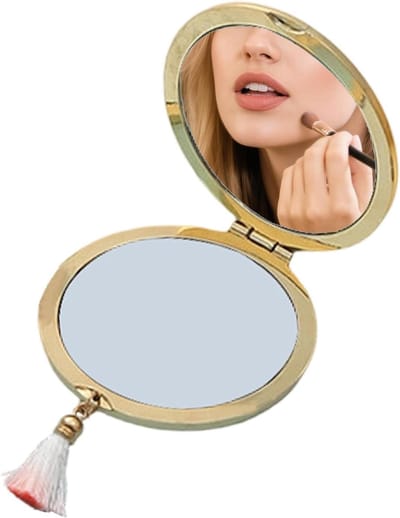 Klapspiegel Rond - Zakspiegel Handspiegel - Make-up Aanbrengen - Vervormingsvrij Glas - 20 x 13 cm - C