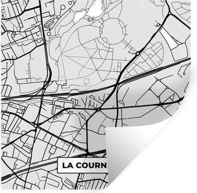 Muurstickers - Sticker Folie - Stadskaart – Frankrijk – Kaart – La Courneuve – Plattegrond - 100x100 cm - Plakfolie - Muurstickers Kinderkamer - Zelfklevend Behang XXL - Zelfklevend behangpapier - Stickerfolie