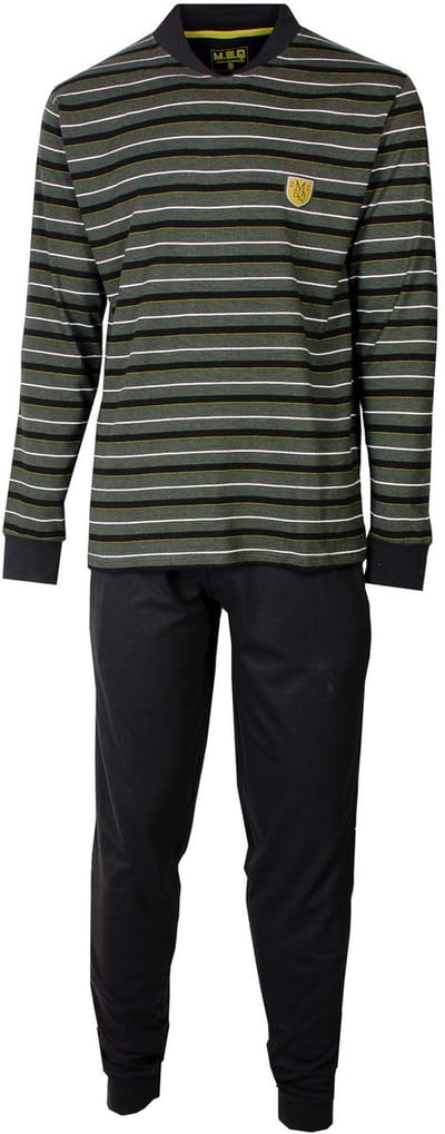 MEQ Heren Pyjama - Pyjama Set - 100% Gekamde Katoen - Zwart - Maat S