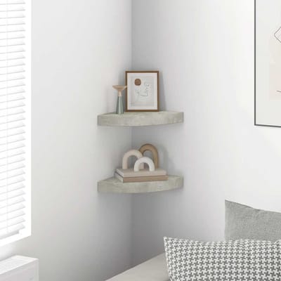 vidaXL - Hoekwandschappen - 2 - st - 25x25x3,8 - cm - MDF - betongrijs