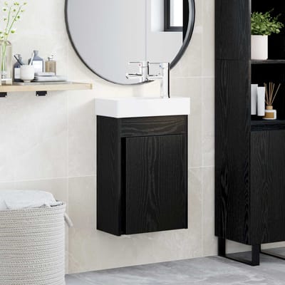 vidaXL - Badkamermeubel - met - kraan - Zwart - eiken - 40,5 - x - 22,5 - x - 62 - cm