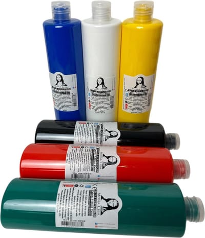Südor Textielverf set 6 x 500 ml. Wasbestendige textielverf voor lichte stoffen. Wasmachinebestendig, wasbestendig. Fixatie door strijken (6-kleurenset)