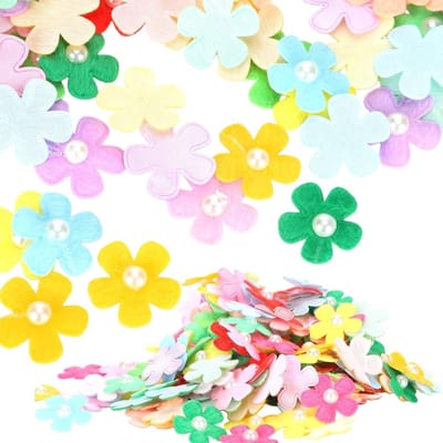 Miniature Stoffen Bloemen in 10 Kleuren - 200 Stuks Zachte Margrieten met Kralen voor Creatieve DIY Decoratie en Knutselprojecten