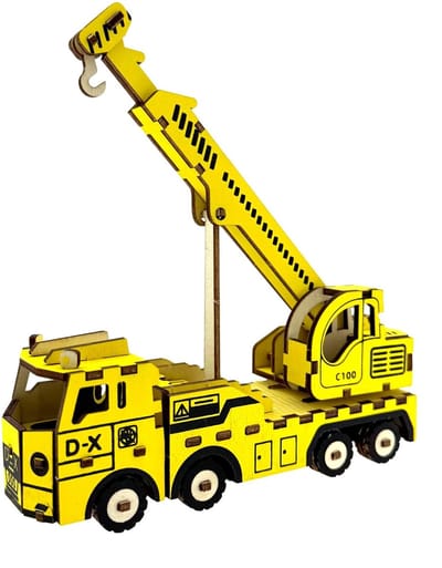 Mobiele kraan - 3D Puzzel met Handleiding - DIY - Miniatuur Modelbouw Hout Kinderen en Volwassenen - Houten bouwpakket - Assemblr