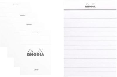 Rhodia Notitieblok - Schrijfblok - N12 - Gelijnd - 8,5x12 cm - 80g - wit - 80 vel - 10 stuks