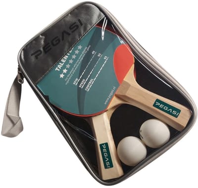2x Pegasi tafeltennisbatjes - 2 ster Talented - Incl. Pingpongballen en bathoes - Tafeltennisset