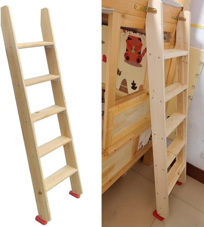 Stapelbedladder Hout - Meerdere Niveaus - Veilige Toegang - Extra Brede Treden - 7 Niveaus - Natuurlijk Hout