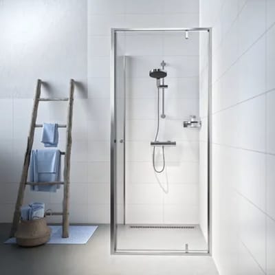 Sealskin - Douchedeur + Zijwand Contour 90 X 200cm - Geborsteld Staal Profiel - 6 Mm Helder Glas