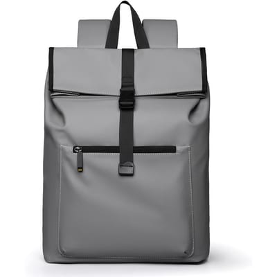 Sac à dos décontracté à rabat enroulable, sac d'écolier pour étudiant, sac à dos de voyage court pour navetteur, sac à dos de randonnée et d'extérieur grise